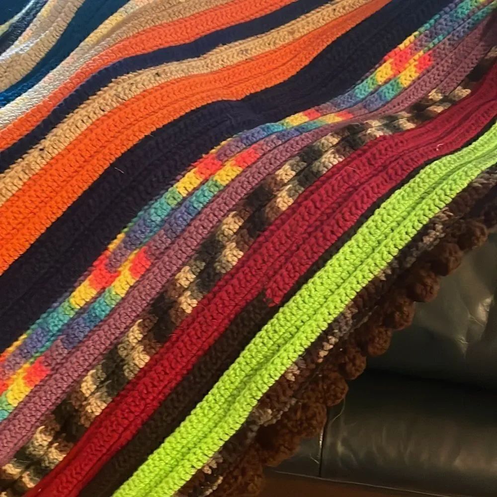 Hand Crocheted Multi-Color Throw - Picture 5 of 7